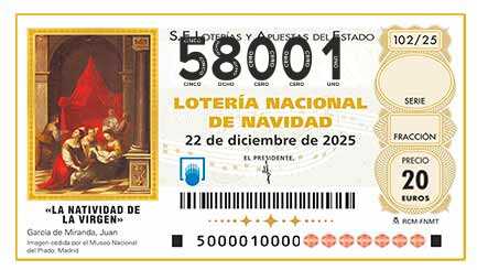 Décimo 58001 del sorteo 102-22/12/2025 Navidad