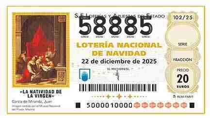 Décimo 58885 del sorteo 102-22/12/2025 Navidad