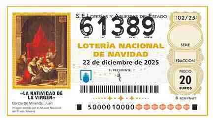 Décimo 61389 del sorteo 102-22/12/2025 Navidad