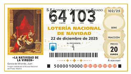 Décimo 64103 del sorteo 102-22/12/2025 Navidad