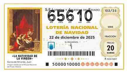 Décimo 65610 del sorteo 102-22/12/2025 Navidad