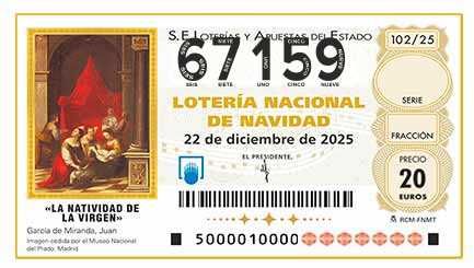 Décimo 67159 del sorteo 102-22/12/2025 Navidad
