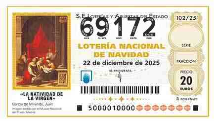 Décimo 69172 del sorteo 102-22/12/2025 Navidad