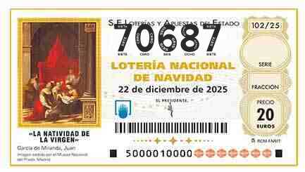 Décimo 70687 del sorteo 102-22/12/2025 Navidad