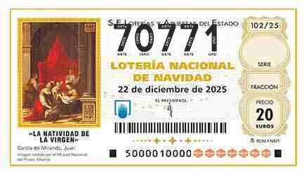 Décimo 70771 del sorteo 102-22/12/2025 Navidad