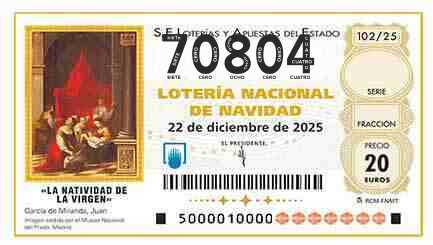 Décimo 70804 del sorteo 102-22/12/2025 Navidad