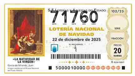Décimo 71760 del sorteo 102-22/12/2025 Navidad