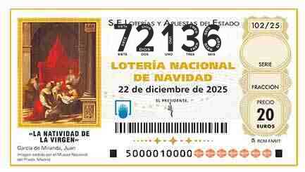 Décimo 72136 del sorteo 102-22/12/2025 Navidad