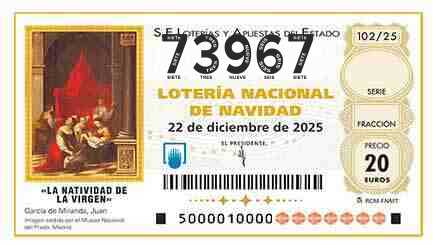Décimo 73967 del sorteo 102-22/12/2025 Navidad