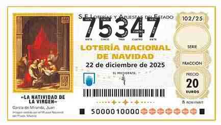 Décimo 75347 del sorteo 102-22/12/2025 Navidad