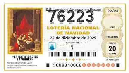 Décimo 76223 del sorteo 102-22/12/2025 Navidad
