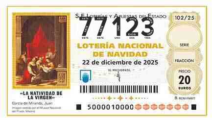 Décimo 77123 del sorteo 102-22/12/2025 Navidad