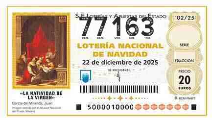 Décimo 77163 del sorteo 102-22/12/2025 Navidad
