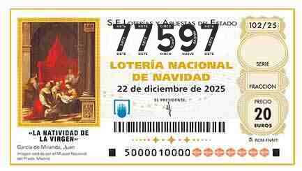 Décimo 77597 del sorteo 102-22/12/2025 Navidad