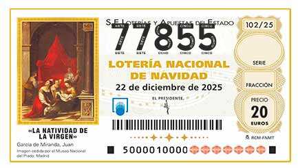 Décimo 77855 del sorteo 102-22/12/2025 Navidad