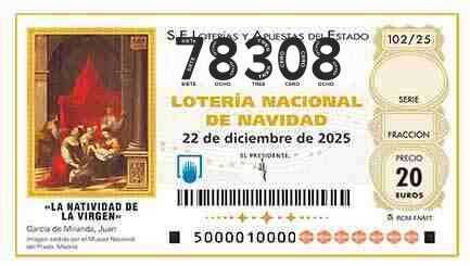 Décimo 78308 del sorteo 102-22/12/2025 Navidad