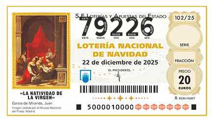 Décimo 79226 del sorteo 102-22/12/2025 Navidad