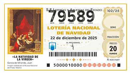 Décimo 79589 del sorteo 102-22/12/2025 Navidad
