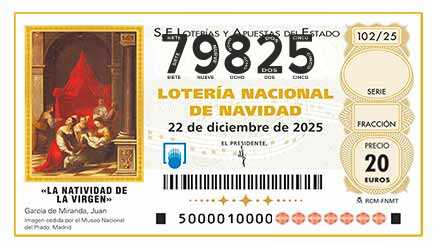 Décimo 79825 del sorteo 102-22/12/2025 Navidad