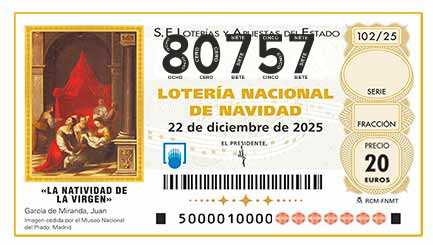 Décimo 80757 del sorteo 102-22/12/2025 Navidad