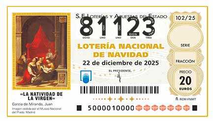 Décimo 81123 del sorteo 102-22/12/2025 Navidad