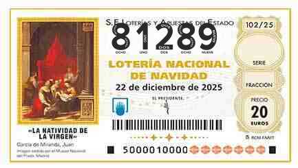Décimo 81289 del sorteo 102-22/12/2025 Navidad