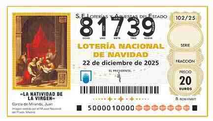 Décimo 81739 del sorteo 102-22/12/2025 Navidad