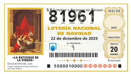 Décimo 81961 del sorteo 102-22/12/2025 Navidad