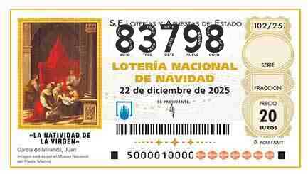 Décimo 83798 del sorteo 102-22/12/2025 Navidad