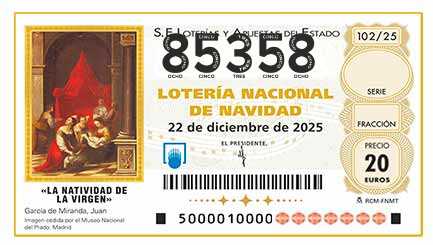Décimo 85358 del sorteo 102-22/12/2025 Navidad