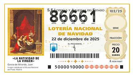 Décimo 86661 del sorteo 102-22/12/2025 Navidad
