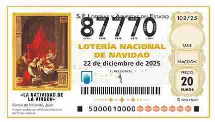 Décimo 87770 del sorteo 102-22/12/2025 Navidad