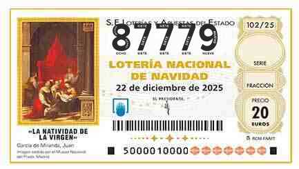 Décimo 87779 del sorteo 102-22/12/2025 Navidad