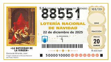 Décimo 88551 del sorteo 102-22/12/2025 Navidad