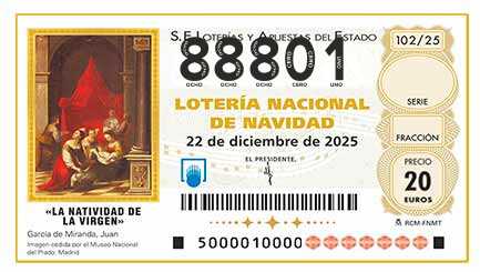 Décimo 88801 del sorteo 102-22/12/2025 Navidad