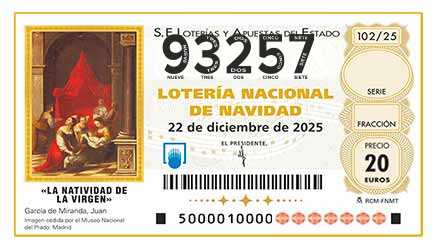 Décimo 93257 del sorteo 102-22/12/2025 Navidad