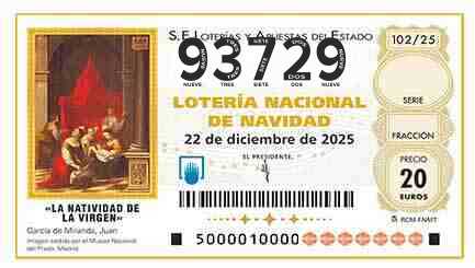 Décimo 93729 del sorteo 102-22/12/2025 Navidad
