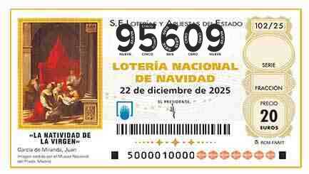 Décimo 95609 del sorteo 102-22/12/2025 Navidad