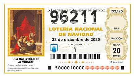 Décimo 96211 del sorteo 102-22/12/2025 Navidad