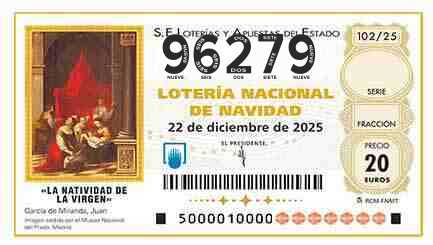 Décimo 96279 del sorteo 102-22/12/2025 Navidad