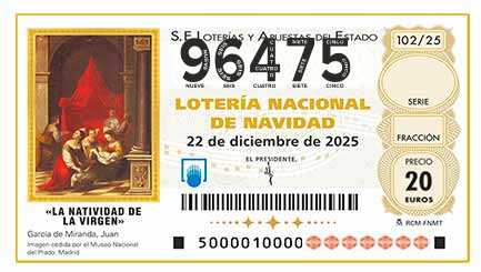 Décimo 96475 del sorteo 102-22/12/2025 Navidad