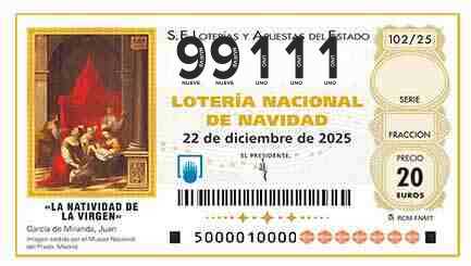 Décimo 99111 del sorteo 102-22/12/2025 Navidad