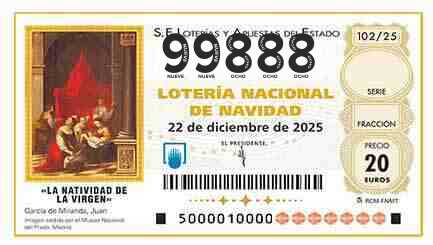 Décimo 99888 del sorteo 102-22/12/2025 Navidad
