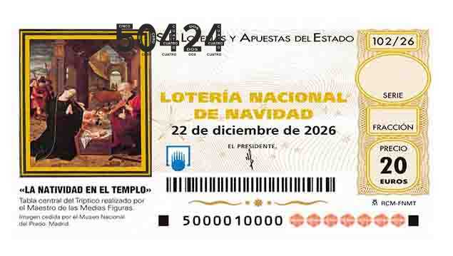 Décimo 50424 del sorteo 102-22/12/2026 Navidad