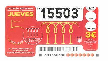 Décimo 15503 del sorteo 11-05/02/2026 Jueves