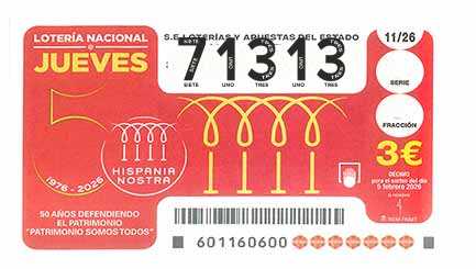 Décimo 71313 del sorteo 11-05/02/2026 Jueves