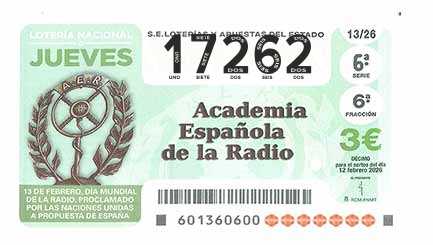 Décimo 17262 del sorteo 13-12/02/2026 Jueves