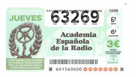 Décimo 63269 del sorteo 13-12/02/2026 Jueves