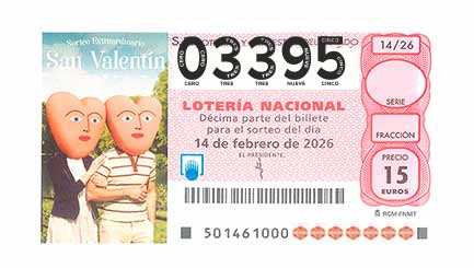 Décimo 03395 del sorteo 14-14/02/2026 Sábado