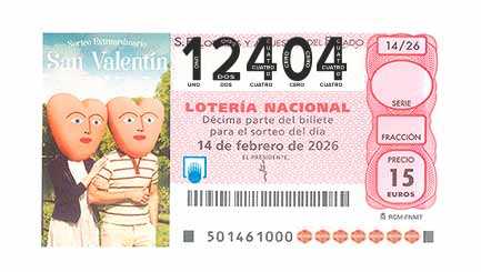 Décimo 12404 del sorteo 14-14/02/2026 Sábado
